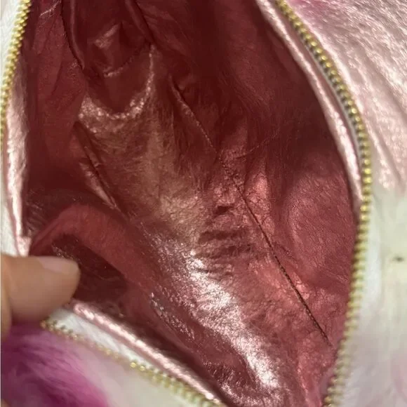 2 Tone Real Lamb Fur Handmade Top Handle, Fold Over Flap Handbag, Crossbody bag - Picture 16 of 16